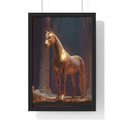 Elegant Gold Horse Vertical Framed Poster, Home Decor, Fine Art Print, Wall Art, Modern Decor, Gift for Horse Lovers