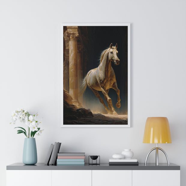 Elegant Horse Wall Art, Vertical Framed Poster, Equine Home Decor, Animal Art Print, Rustic Living Room Decoration
