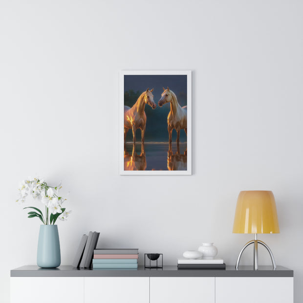 Elegant Horse Framed Poster, Horse Lover Art, Nature Wall Decor, Equine Photography, Gift for Home, Equestrian Decor