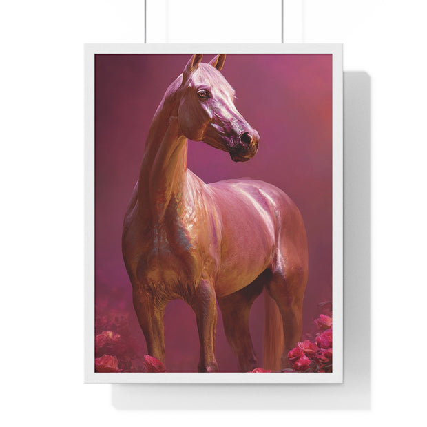 Elegant Horse Art Framed Poster, Equine Decor, Horse Lover Gift, Wall Art for Home, Unique Gift for Her, Animal Artwork