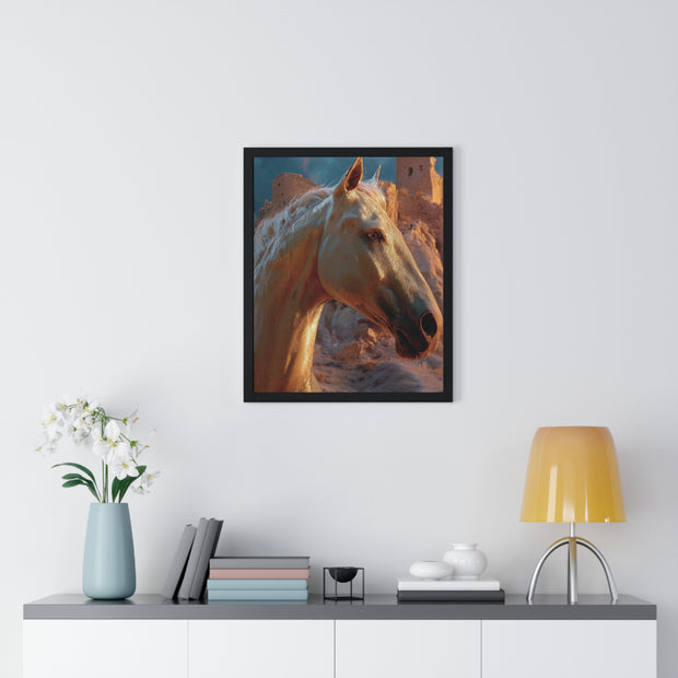 Majestic Horse Vertical Framed Poster | Elegant Horse Wall Art, Home Decor, Equine Lover Gift, Nature-Inspired Decoration, Animal Art Print