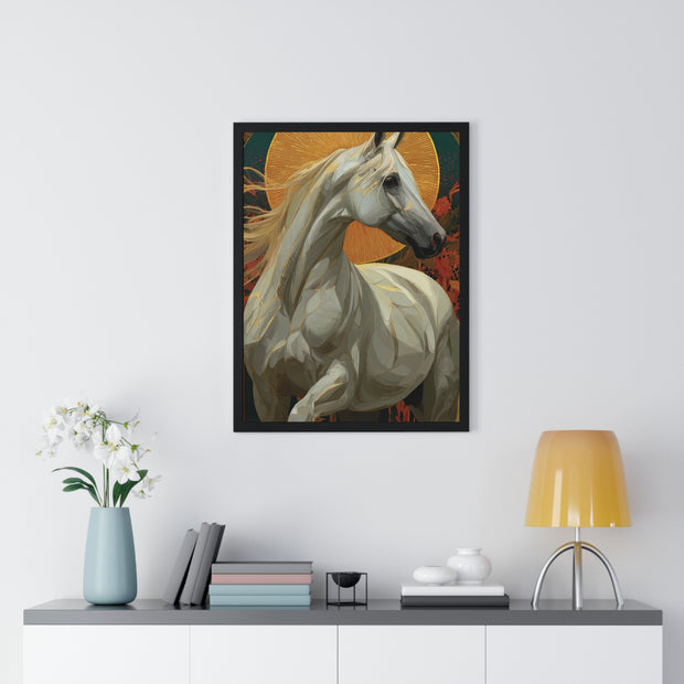Majestic Horse Vertical Framed Poster, Equine Art, Animal Lover Decor, Gift for Horse Lovers, Home Wall Art, Rustic Farmhouse Style