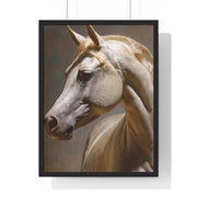 Elegant Horse Framed Art Print, White Horse Wall Decor, Equine Decor, Animal Lover Gift, Rustic Home Wall Art