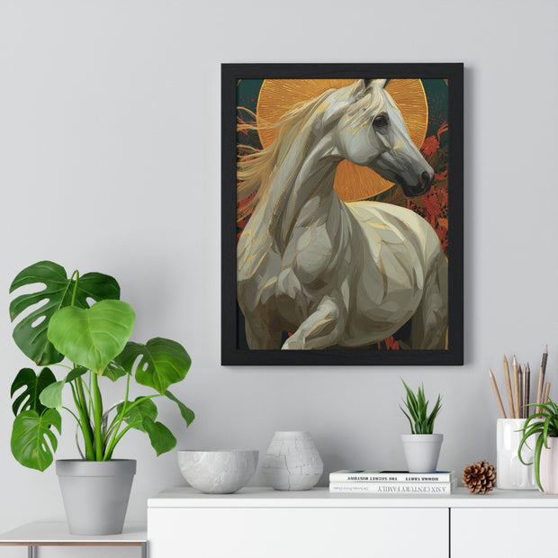 Majestic Horse Vertical Framed Poster, Equine Art, Animal Lover Decor, Gift for Horse Lovers, Home Wall Art, Rustic Farmhouse Style