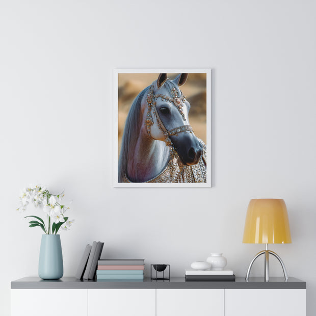 Elegant Horse Framed Art Print, Equine Wall Decor, Horse Lover Gift, Bohemian Home Decor, Nature-Inspired Wall Art