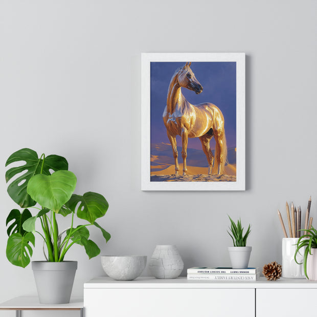 Golden Horse Framed Art Print, Equine Wall Decor, Animal Lover Gift, Nature Artwork, Equestrian Home Decor