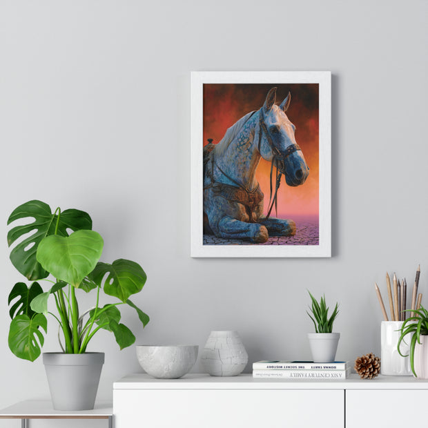 Elegant Horse Vertical Framed Poster - Art Print for Horse Lovers, Home Decor, Gift, Animal Wall Art, Nature Enthusiasts