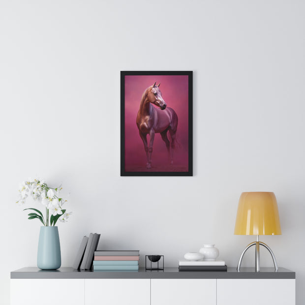 Elegant Horse Vertical Framed Poster, Farmhouse Decor, Animal Art Print, Gift for Horse Lovers, Equine Wall Art