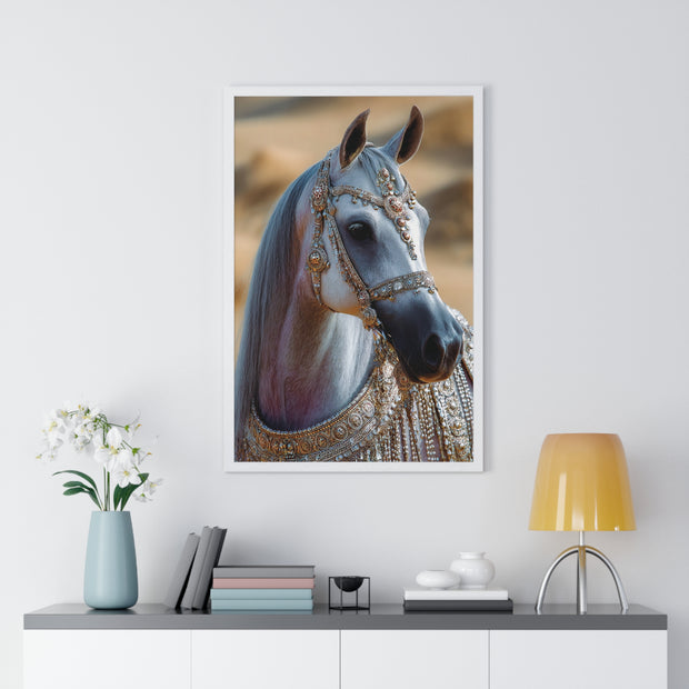 Elegant Horse Framed Art Print, Equine Wall Decor, Horse Lover Gift, Bohemian Home Decor, Nature-Inspired Wall Art