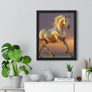 Golden Horse Framed Art Print, Equine Wall Decor, Horse Lover Gift, Equestrian Decor, Animal Home Art, Rustic Farmhouse Wall Art