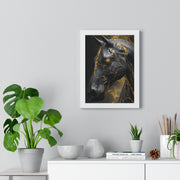 Elegant Horse Framed Art Print, Modern Wall Decor, Unique Home Accent, Gift for Horse Lovers, Art for Living Room, Black Gold Art