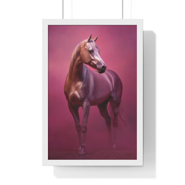 Elegant Horse Vertical Framed Poster, Farmhouse Decor, Animal Art Print, Gift for Horse Lovers, Equine Wall Art