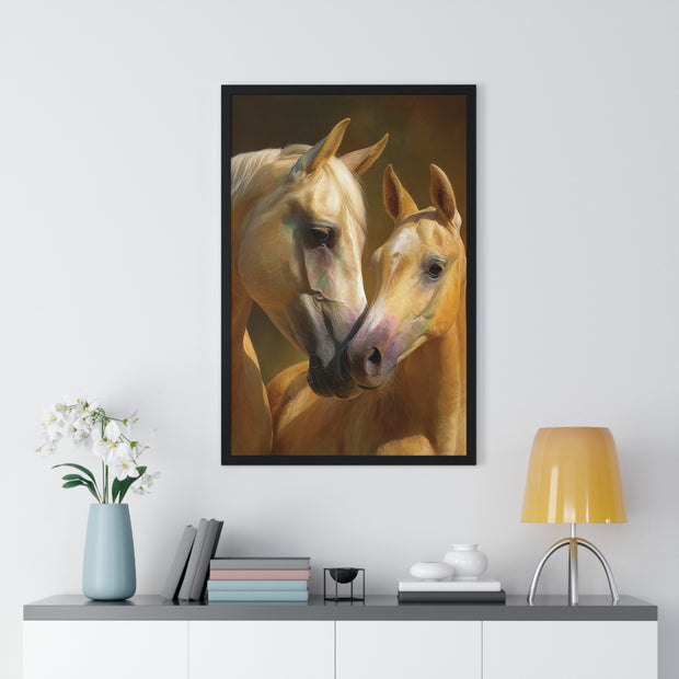 Horse Love Vertical Framed Poster, Equine Wall Art, Farmhouse Decor, Gift for Horse Lovers, Equestrian Home Decor