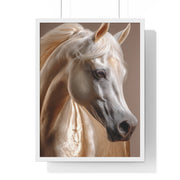 Majestic White Horse Art Print | Vertical Framed Poster for Home Decor, Horse Lover Gift, Equestrian Wall Art, Animal Themed Room