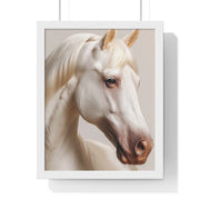 Elegant White Horse Art, Vertical Framed Poster, Horse Decor, Animal Lover Gift, Wall Art, Home Gallery Display