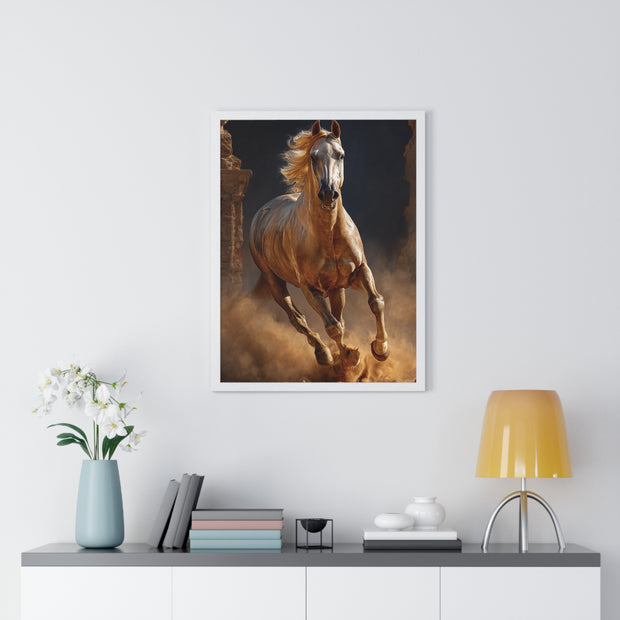 Stunning Horse Vertical Framed Poster, Home Décor, Equestrian Art, Gift for Horse Lovers, Inspirational Wall Art, Rustic Interior