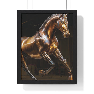 Bronze Running Horse Art Print, Elegant Wall Decor, Vintage Horse Lover Gift, Equine Carving, Home Office Decoration