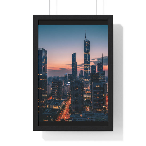 Urban Skyline Framed Poster, Wall Art, City Decor, Home Aesthetic, Modern Living, Gift for Housewarming, Minimalist Design