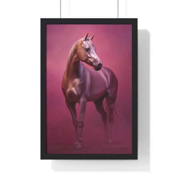 Elegant Horse Vertical Framed Poster, Farmhouse Decor, Animal Art Print, Gift for Horse Lovers, Equine Wall Art