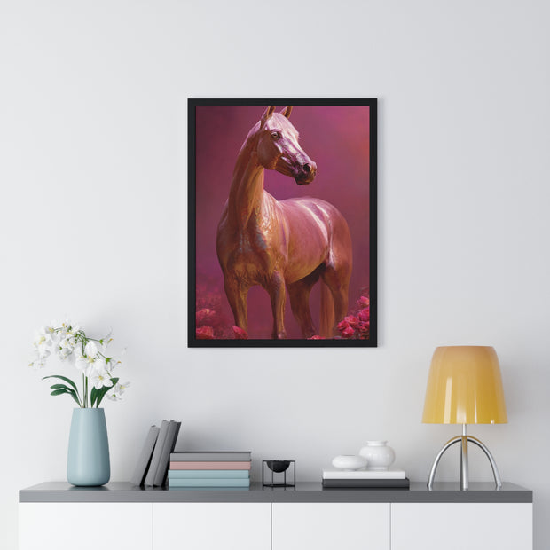 Elegant Horse Art Framed Poster, Equine Decor, Horse Lover Gift, Wall Art for Home, Unique Gift for Her, Animal Artwork