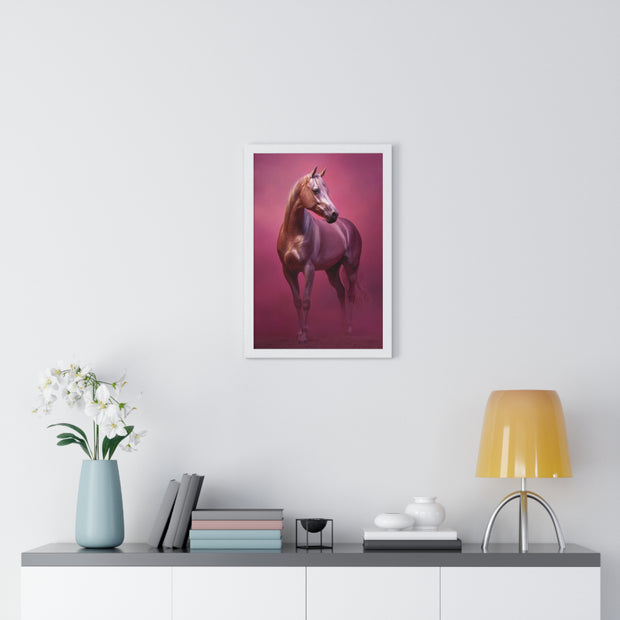 Elegant Horse Vertical Framed Poster, Farmhouse Decor, Animal Art Print, Gift for Horse Lovers, Equine Wall Art