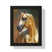 Golden Horse Framed Vertical Poster, Equestrian Decor, Horse Lover Gift, Farmhouse Wall Art, Animal Prints