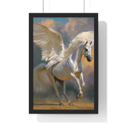 Majestic Pegasus Vertical Framed Poster | Wall Art, Home Decor, Equine Art, Gift for Horse Lovers, Fantasy Art