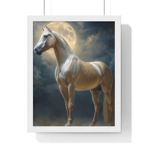 Majestic Horse Vertical Framed Poster | Equestrian Art Decor | Perfect Gift for Horse Lovers | Moonlit Wall Art | Home Office Decoration