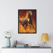 Majestic Fire Horse Vertical Framed Poster, Horse Wall Art, Equestrian Decor, Gift for Animal Lovers, Unique Home Decor