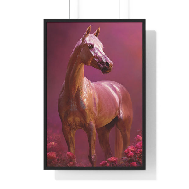 Elegant Horse Art Framed Poster, Equine Decor, Horse Lover Gift, Wall Art for Home, Unique Gift for Her, Animal Artwork
