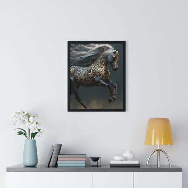 Elegant Horse Art Print, Vertical Framed Poster, Equine Decor, Home Wall Art, Gift for Horse Lovers, Contemporary Art
