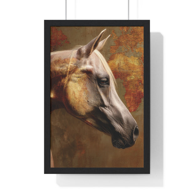 Elegant Horse Framed Poster, Horse Lover Art, Home Decor, Gift for Equestrians, Inspirational Wall Art, Rustic Farmhouse Style
