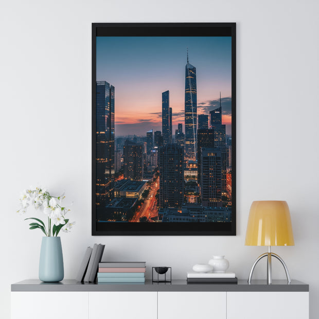 Urban Skyline Framed Poster, Wall Art, City Decor, Home Aesthetic, Modern Living, Gift for Housewarming, Minimalist Design