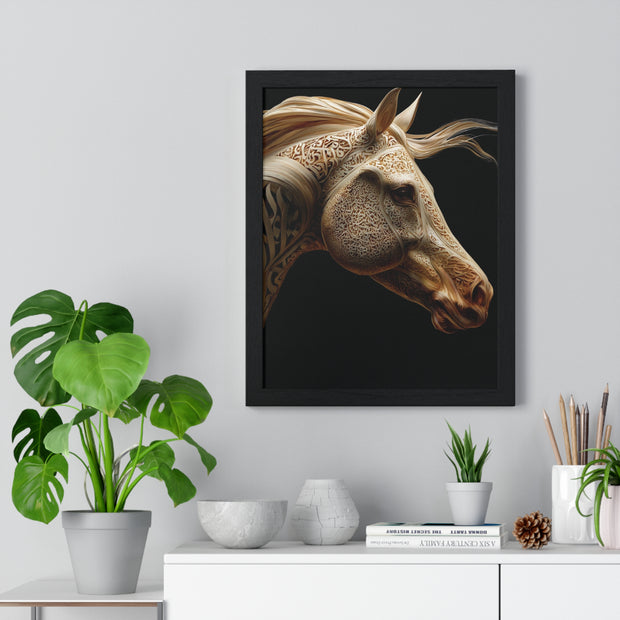 Elegant Horse Framed Art Print, Equine Wall Decor, Horse Lover Gift, Home Decor, Animal Artwork, Equestrian Style