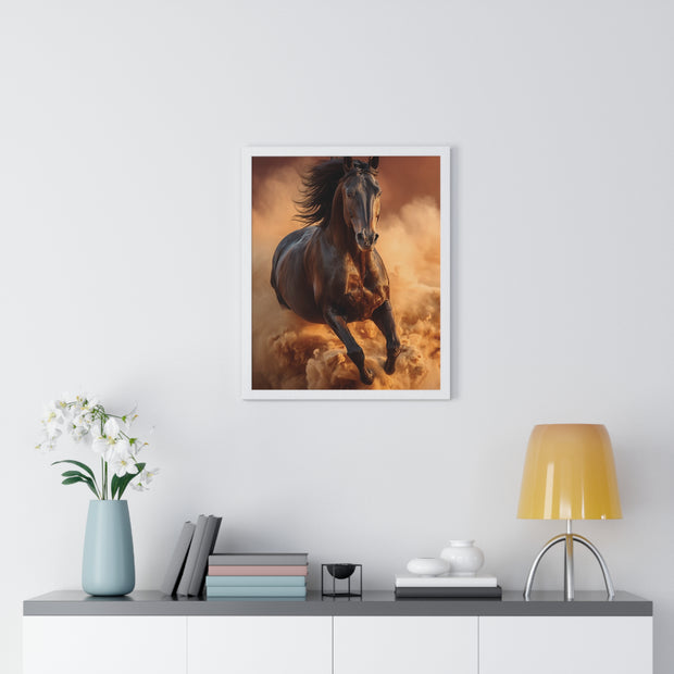 Galloping Wild Horse Framed Poster, Equine Wall Art, Nature Decor, Horse Lover Gift, Rustic Home Decor, Farmhouse Artwork