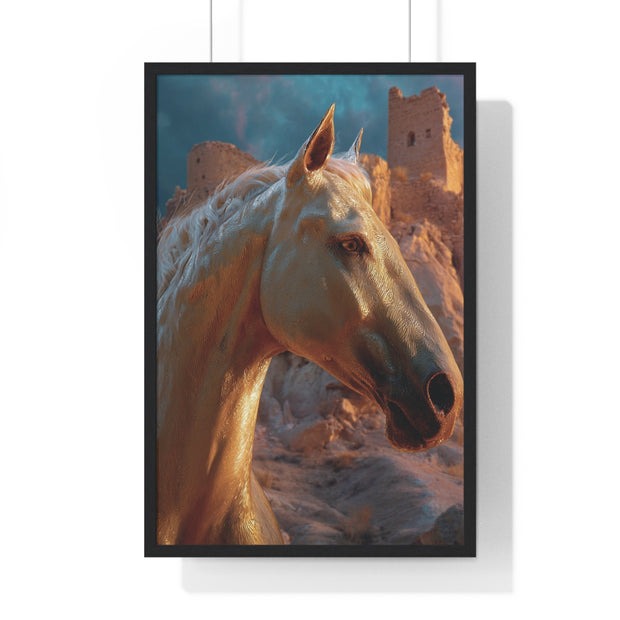Majestic Horse Vertical Framed Poster | Elegant Horse Wall Art, Home Decor, Equine Lover Gift, Nature-Inspired Decoration, Animal Art Print