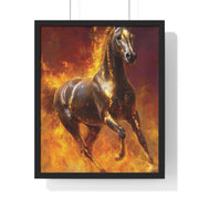 Majestic Fire Horse Vertical Framed Poster, Horse Wall Art, Equestrian Decor, Gift for Animal Lovers, Unique Home Decor