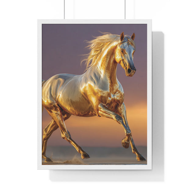 Golden Horse Framed Art Print, Equine Wall Decor, Horse Lover Gift, Equestrian Decor, Animal Home Art, Rustic Farmhouse Wall Art