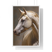 Elegant Horse Framed Art Print, White Horse Wall Decor, Equine Decor, Animal Lover Gift, Rustic Home Wall Art