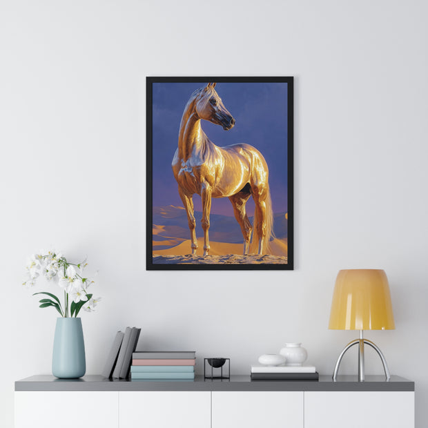 Golden Horse Framed Art Print, Equine Wall Decor, Animal Lover Gift, Nature Artwork, Equestrian Home Decor