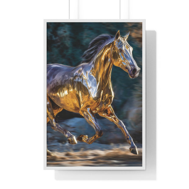 Golden Horse Framed Poster, Equestrian Art, Animal Lover Gift, Home Decor, Wall Art, Gift for Horse Enthusiasts