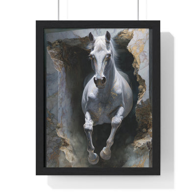 Majestic Horse Vertical Framed Poster, Animal Art, Wall Decor, Gift for Horse Lovers, Equestrian Room Decoration, Horse Wall Art
