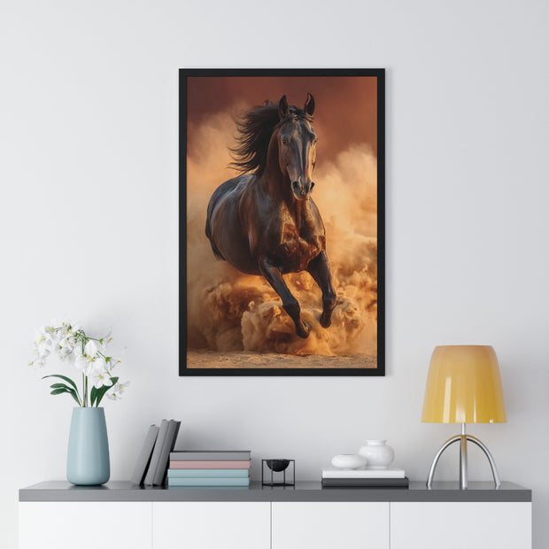 Galloping Wild Horse Framed Poster, Equine Wall Art, Nature Decor, Horse Lover Gift, Rustic Home Decor, Farmhouse Artwork