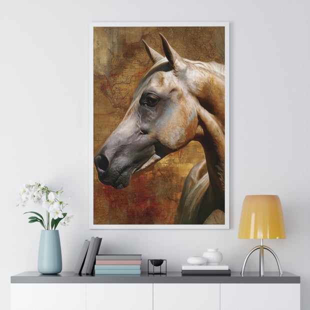 Majestic Horse Vertical Framed Poster | Equine Wall Art, Horse Lover Gift, Rustic Home Decor, Equestrian Art, Animal Print