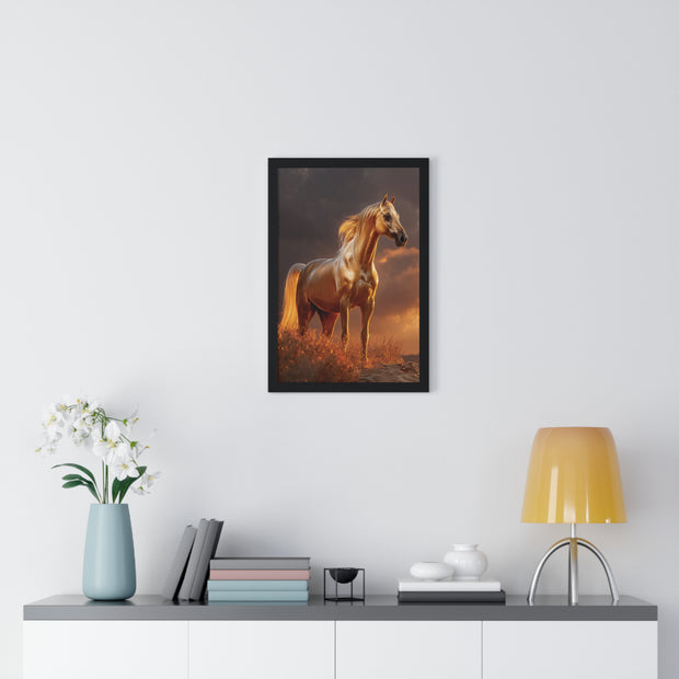 Majestic Horse Vertical Framed Poster | Equestrian Art | Home Decor | Art Print for Horse Lovers | Gift for Animal Enthusiasts