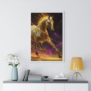 Majestic Golden Horse Framed Poster, Horse Art, Equine Decor, Animal Lover Gift, Wall Art for Home, Motivational Wall Decor