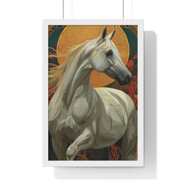 Majestic Horse Vertical Framed Poster, Equine Art, Animal Lover Decor, Gift for Horse Lovers, Home Wall Art, Rustic Farmhouse Style