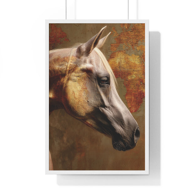 Elegant Horse Framed Poster, Horse Lover Art, Home Decor, Gift for Equestrians, Inspirational Wall Art, Rustic Farmhouse Style