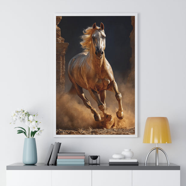 Stunning Horse Vertical Framed Poster, Home Décor, Equestrian Art, Gift for Horse Lovers, Inspirational Wall Art, Rustic Interior