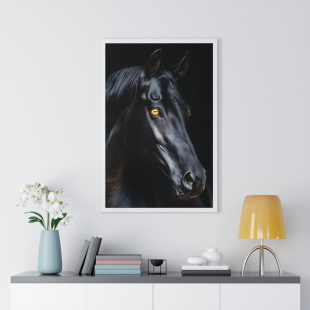 Elegant Horse Portrait Wall Art, Framed Horse Print, Home Decor, Animal Lover Gift, Equine Artwork, Living Room Decoration